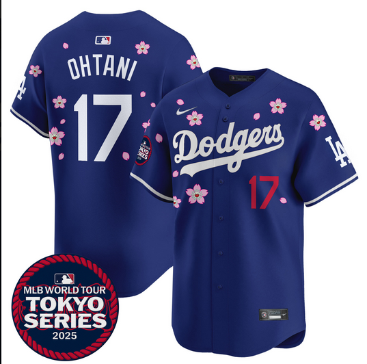 Men Los Angeles Dodgers #17 Ohtani Tokyo Series 2025 blue Limited Stitched Jersey
